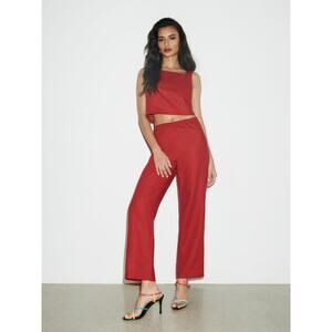 Reformation Remi Cropped Linen Pant - M Sundried Tomato